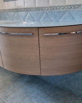 Mobile bagno rovere con lavabo vetro