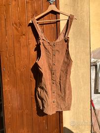 Salopette abito vintage in velluto marrone vintage