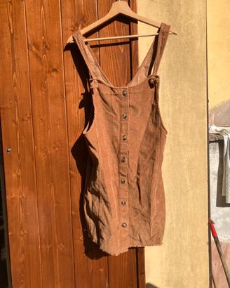 Salopette abito vintage in velluto marrone vintage