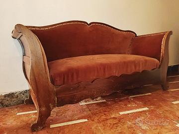 Divano antico in legno, gusto Luigi Filippo