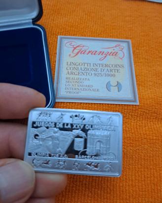 Lingotto argento 25gr. Olimpiadi barcellona 1992