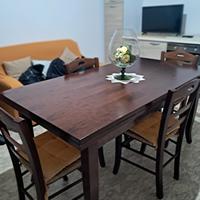 tavolo cucina in legno masello + 4 sedie