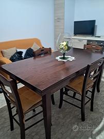 tavolo cucina in legno masello + 4 sedie