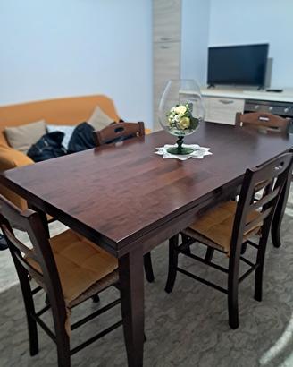 tavolo cucina in legno masello + 4 sedie
