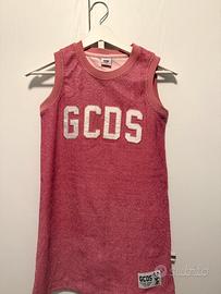 Canotta/vestito GCDS rosa glitterato, tg 12 anni