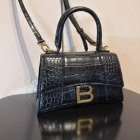 Borsa nera simil Hourglass xs coccodrillo