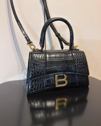 Borsa nera simil Hourglass xs coccodrillo