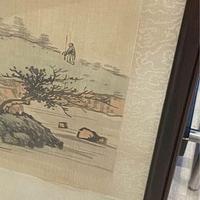 Dipinto su seta con paesaggio cinese