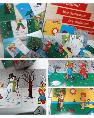 PUZZLE COMPONIBILE educativo TESSERE LEGNO stagion