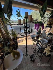 Candelabro vintage in ferro battuto – Portacandele