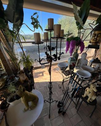 Candelabro vintage in ferro battuto – Portacandele