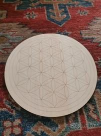 cerchio fiore della vita legno 20 cm griglia sacra