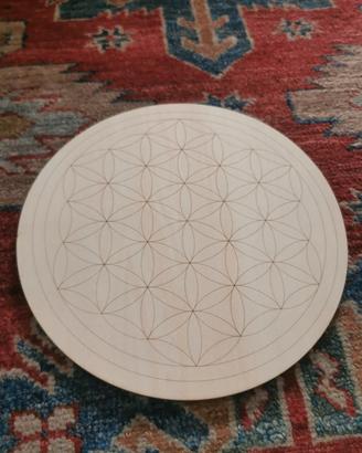 cerchio fiore della vita legno 20 cm griglia sacra