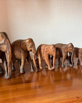 6 elefanti in legno