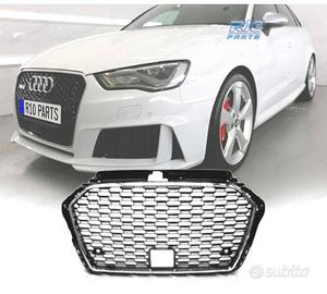 GRIGLIA PER AUDI A3 8V 16-19 LOOK RS3 NERO CROMATO