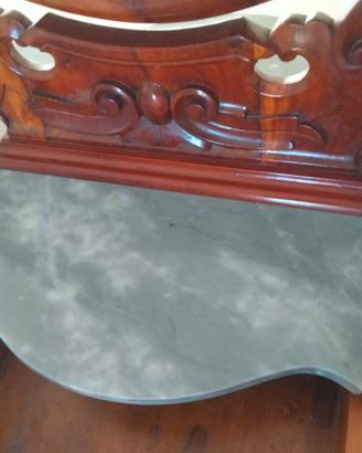 Consolle con specchio in legno intaglia