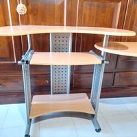Scrivania da ufficio metallo + legno con ripiano e