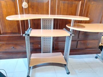Scrivania da ufficio metallo + legno con ripiano e