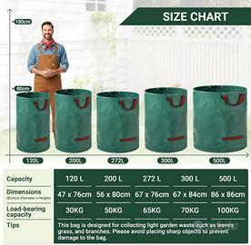Sacchi Rifiuti  300 L x 2 Giardino Riutilizzabili