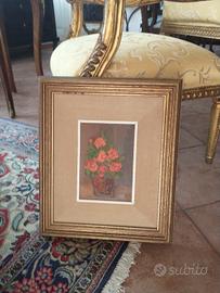 dipinto su legno con cornice dorata 