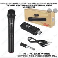 Microfono wireless con ricevitore usb