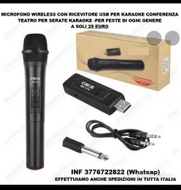 Microfono wireless con ricevitore usb