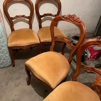 Set 4 Sedie Vintage Legno Intagliato