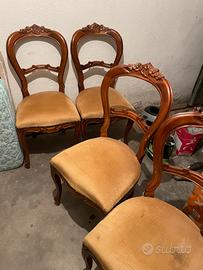 Set 4 Sedie Vintage Legno Intagliato