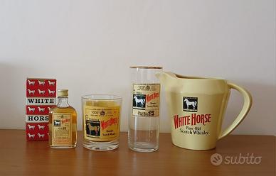 Mignon White Horse Whisky 2 bicchieri e water jug