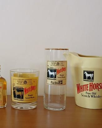 Mignon White Horse Whisky 2 bicchieri e water jug