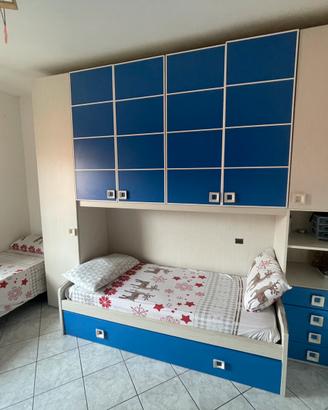 Cameretta completa con 2 letti e armadi Blue Space