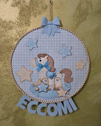 Decorazione fuoriporta nascita bimbo cavallo 