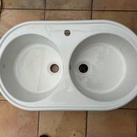 Lavello Cucina in Ceramica Bianco Lucido