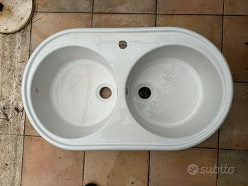 Lavello Cucina in Ceramica Bianco Lucido