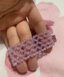 Bracciale con perline color rosa glicine