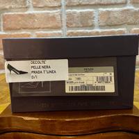decoltè pelle nera prada 36