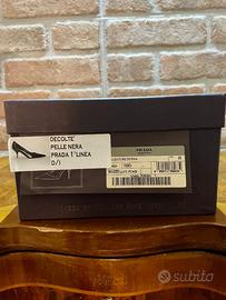 decoltè pelle nera prada 36