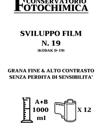 N.19 (Kodak D19) Sviluppo pellicola