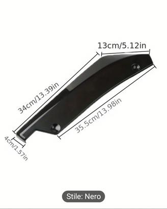 Lama universale per paraurti in ABS nero lucido