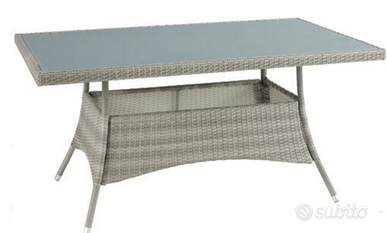 TAVOLO IN RATTAN  GRIGIO NUOVO MIS. 150x90x72,5 cm