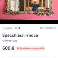 Specchiera in noce