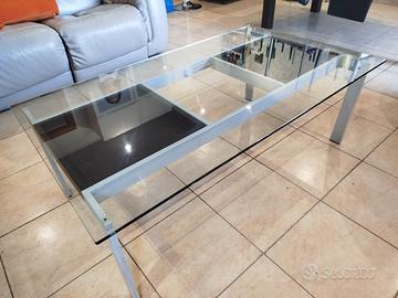 Tavolino salvaspazio in vetro temperato e metallo 