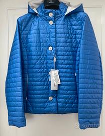 Giacca leggera trapuntata blu con cappuccio