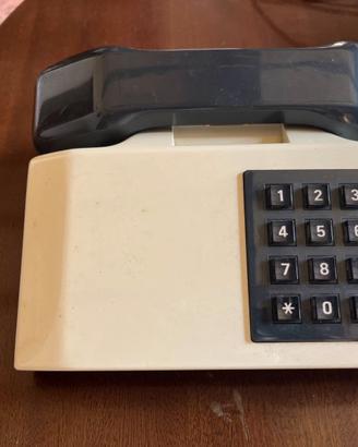 Telefono fisso vintage a tasti bicolore beige e ne