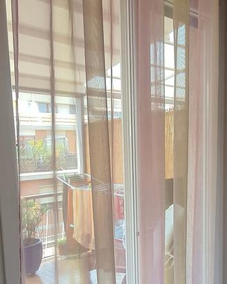3 tende voile 84x250 rosa verde sfumate
