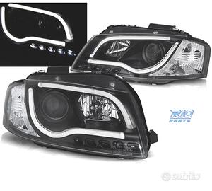 FARI AUDI A3 8P LUCE DIURNA A TUBO LED FONDO NERO