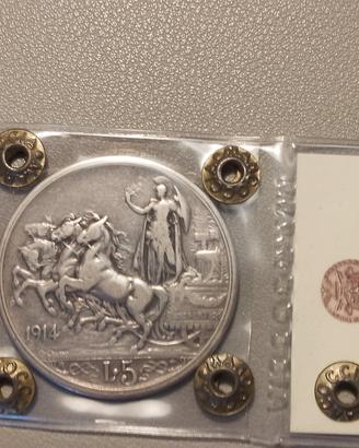 5 lire 1914 quadriga briosa periziata NIP