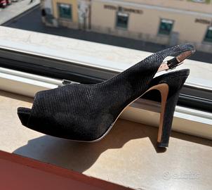 Scarpe nere Chanel  con tacco 11 in vera pelle