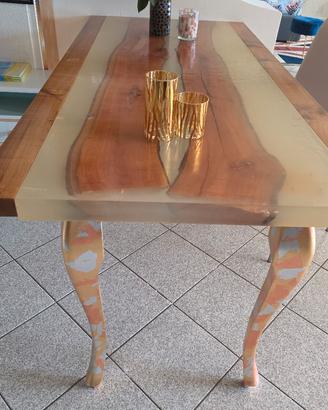 tavolo resina e ciliegio 