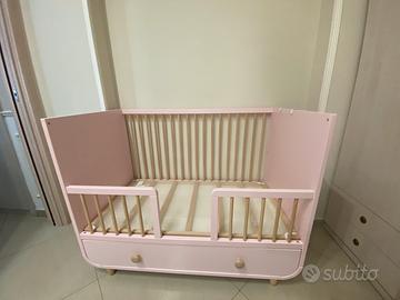 Culla lettino con cassetto Rosa + materasso